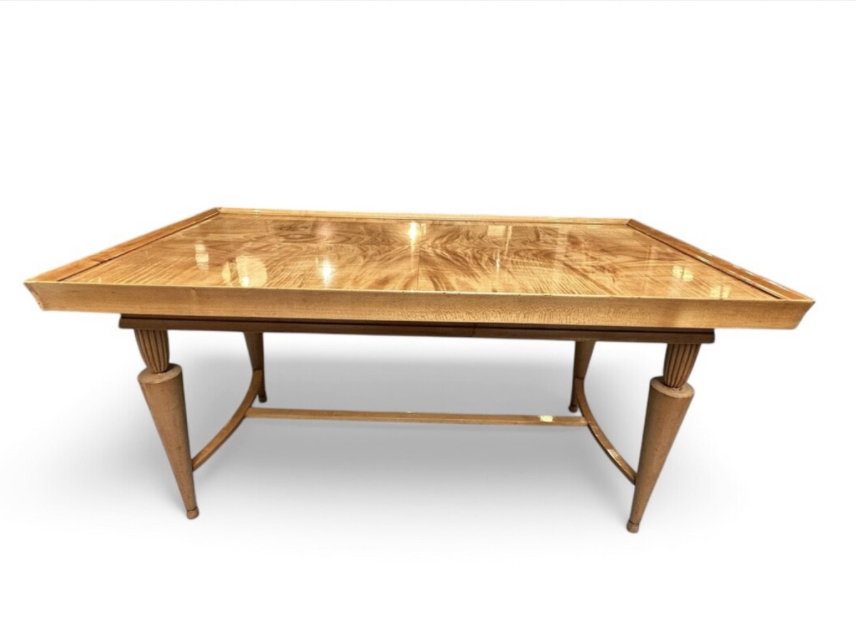 Art Deco Sycamore Coffee Table, Belgium, Circa 1935, Maison Vanderborght Frères 